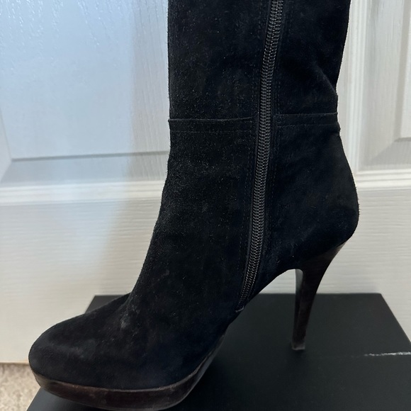 Stuart Weitzman platform boots 36.5 black with wooden heel - Picture 5 of 10